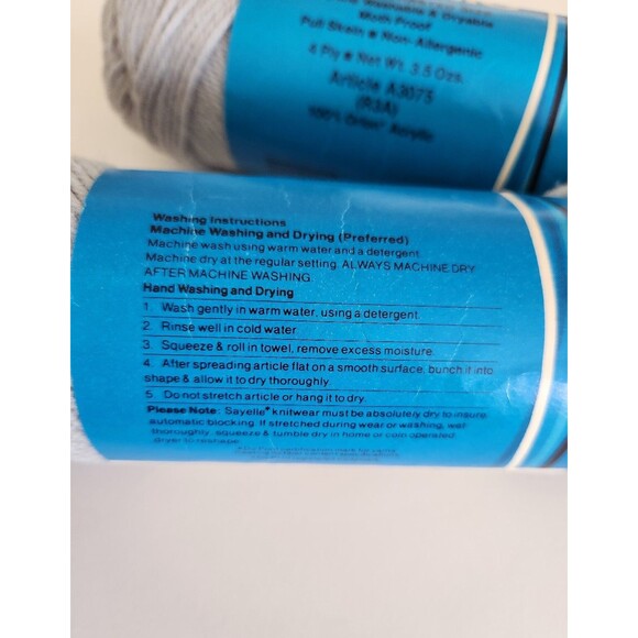 Vintage  Dawn SAYELLE Yarn - #712 -Steel Grey Lot of 2 100% Orlon Acrylic New - Picture 4 of 5